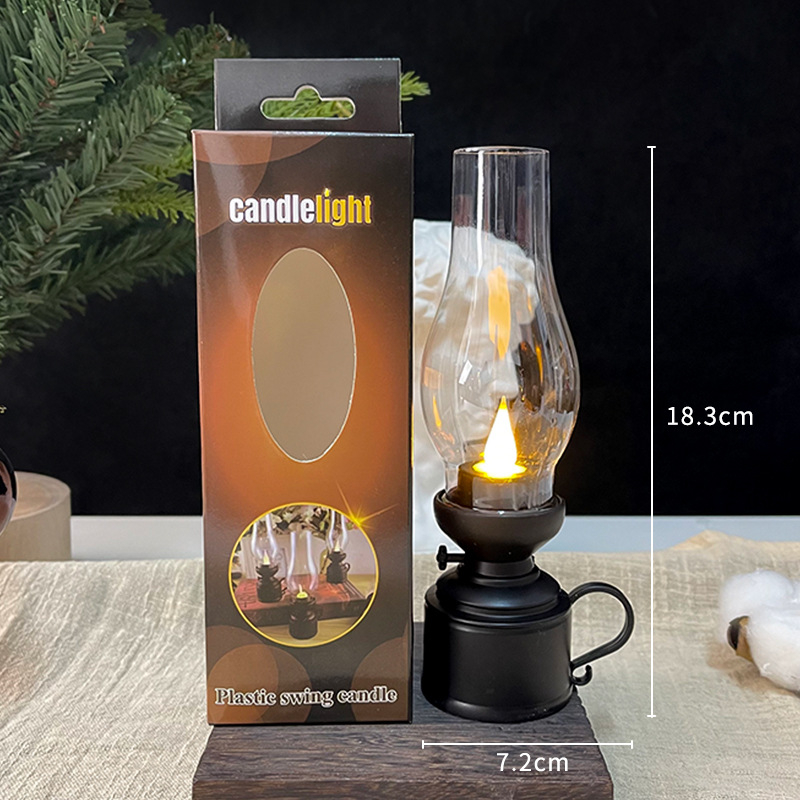Kreativna retro LED lampa u stilu kerosinske lampe, noćna svjetiljka, dekorativni stolni ukras
