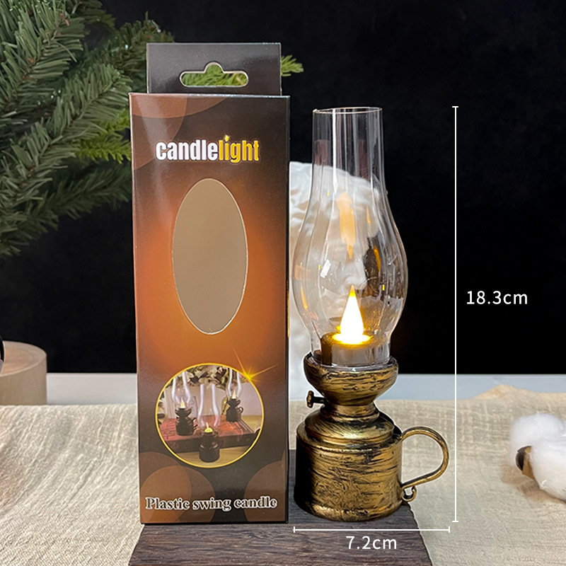 Kreativna retro LED lampa u stilu kerosinske lampe, noćna svjetiljka, dekorativni stolni ukras