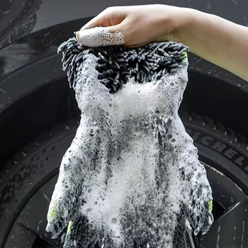 Dvostrane rukavice za pranje automobila s pet prstiju, chenille coral fleece, debele, upijaju vodu, bez tragova, bez otpuštanja dlaka