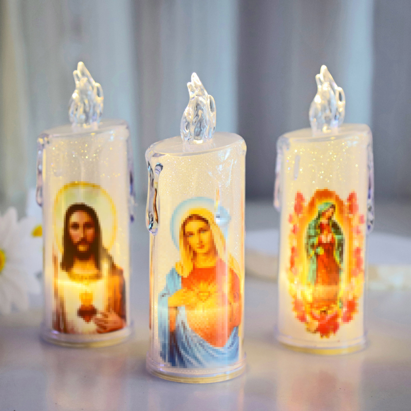 LED lampica s europskim retro dizajnom, molitvena svijeća, božićna dekoracija za dom