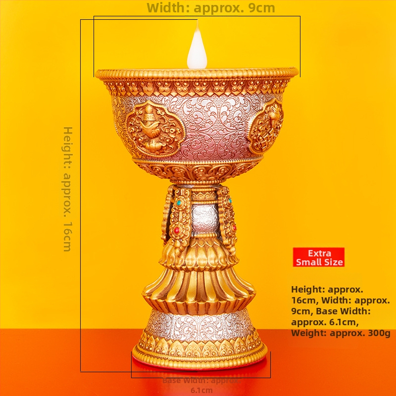 Tibetský štýl elektronická maslová lampa s nabíjaním pre domáci oltár, lotus LED večné svetlo