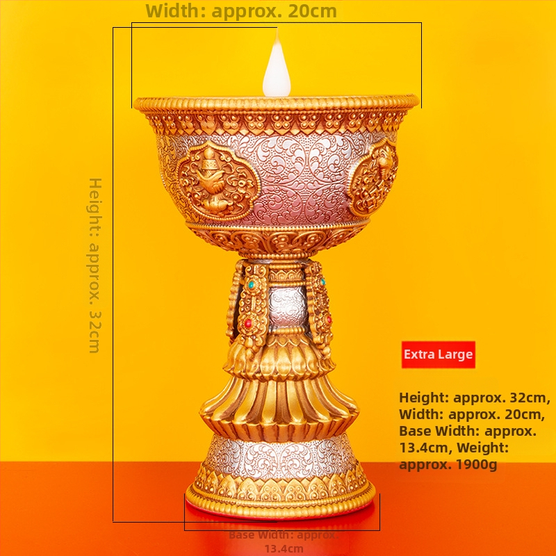 Tibetský štýl elektronická maslová lampa s nabíjaním pre domáci oltár, lotus LED večné svetlo
