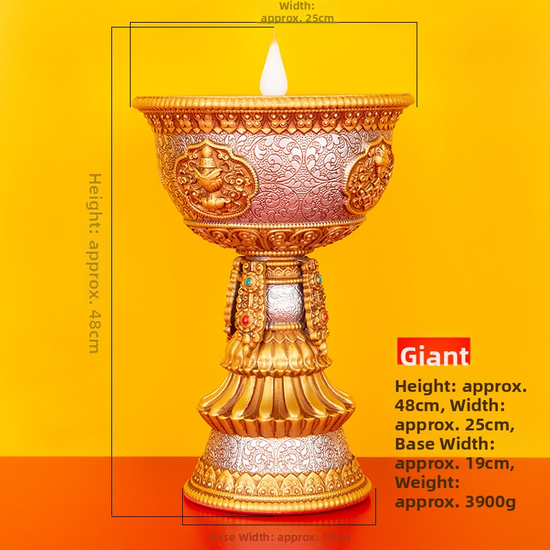 Tibetský štýl elektronická maslová lampa s nabíjaním pre domáci oltár, lotus LED večné svetlo