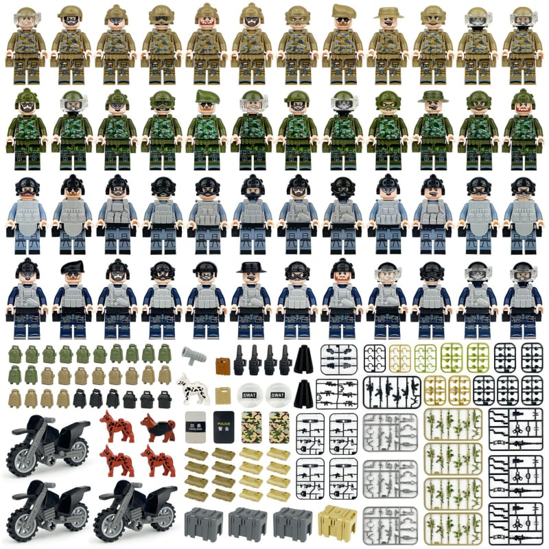 L37 Set Hummer Auto za djecu: mini blokovi, SWAT figurice, oružje i štitovi