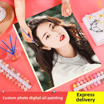 Персонализирана фотография маслена картина - DIY дигитална акрилна живопис за декора на дневната, ръчно изработен подарък