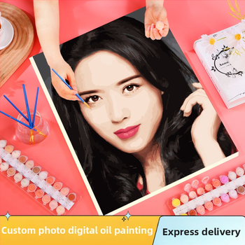 Персонализирана фотография маслена картина - DIY дигитална акрилна живопис за декора на дневната, ръчно изработен подарък