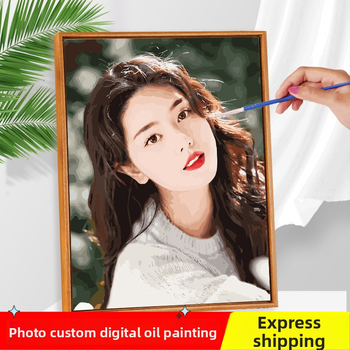 Персонализирана фотография маслена картина - DIY дигитална акрилна живопис за декора на дневната, ръчно изработен подарък