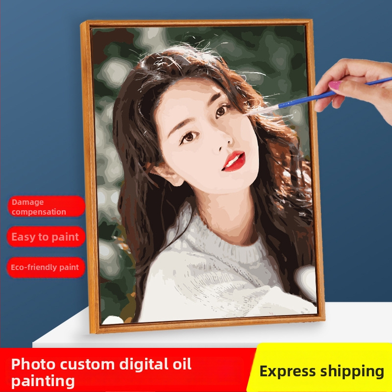Персонализирана фотография маслена картина - DIY дигитална акрилна живопис за декора на дневната, ръчно изработен подарък