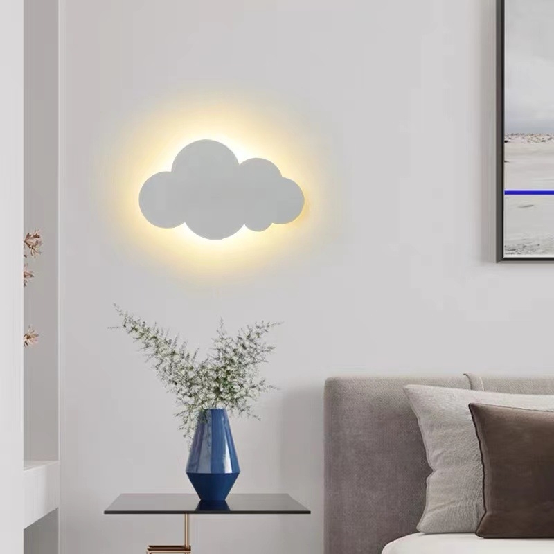 Noćna lampa za dječju sobu, oblaka oblika, nordijski minimalistički zidni dekorativni svjetiljka, s mogućnošću podešavanja jačine, moderan i jednostavan dizajn