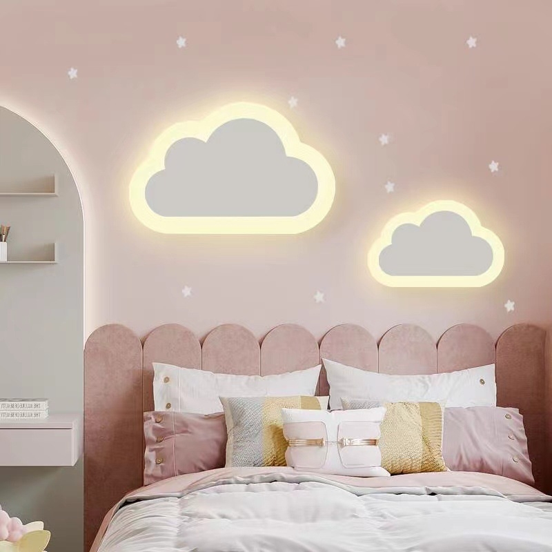 Noćna lampa za dječju sobu, oblaka oblika, nordijski minimalistički zidni dekorativni svjetiljka, s mogućnošću podešavanja jačine, moderan i jednostavan dizajn