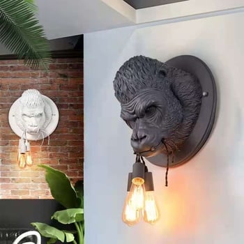 Zidna rasvjeta s glavom buldoga – nordskog stila, od smole, za dnevni boravak, blagovaonu i spavaću sobu