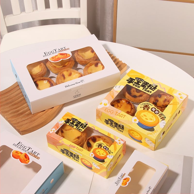 Jednokratna kutija za egg tart, 2/4/6 komada, portugalskog stila, s unutarnjom podlogom, za pečenje, za komercijalnu i kućnu upotrebu