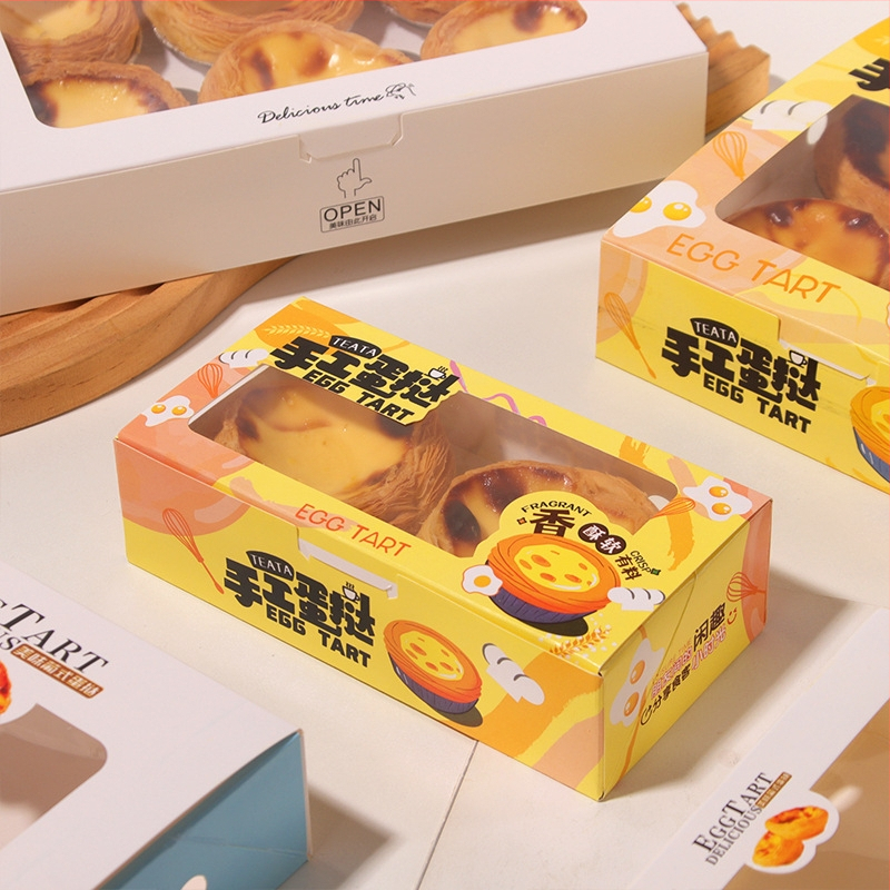 Jednokratna kutija za egg tart, 2/4/6 komada, portugalskog stila, s unutarnjom podlogom, za pečenje, za komercijalnu i kućnu upotrebu