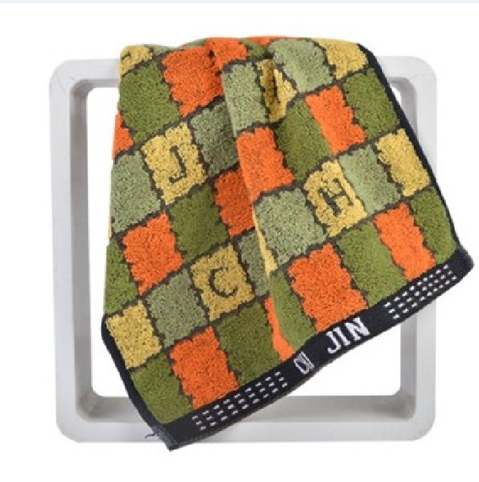KING SHORE satenski ručnik za lice Jacquard, pamuk, tamno karirani uzorak, klasični model, Artikal 0150