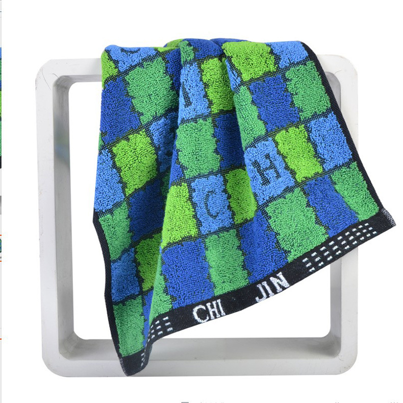 KING SHORE satenski ručnik za lice Jacquard, pamuk, tamno karirani uzorak, klasični model, Artikal 0150