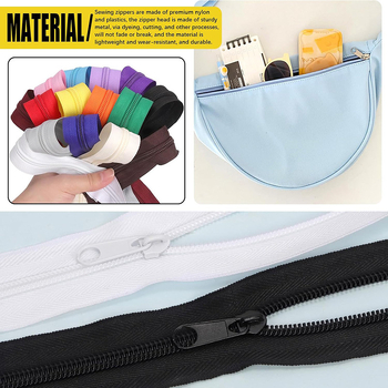 Set de reparații fermoar: 5 kituri, fermoar din nylon de 10 yarzi, 10 mânere de tragere, 10 glisiere cu cap dublu, 60 opritoare superioare și inferioare