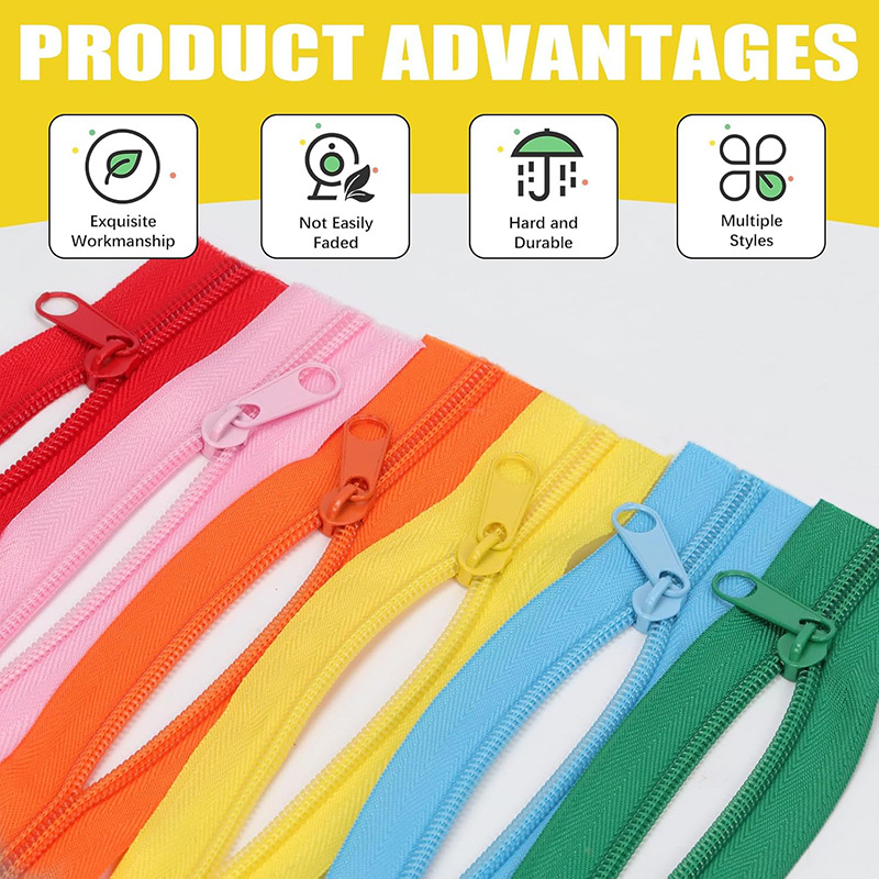 Set de reparații fermoar: 5 kituri, fermoar din nylon de 10 yarzi, 10 mânere de tragere, 10 glisiere cu cap dublu, 60 opritoare superioare și inferioare
