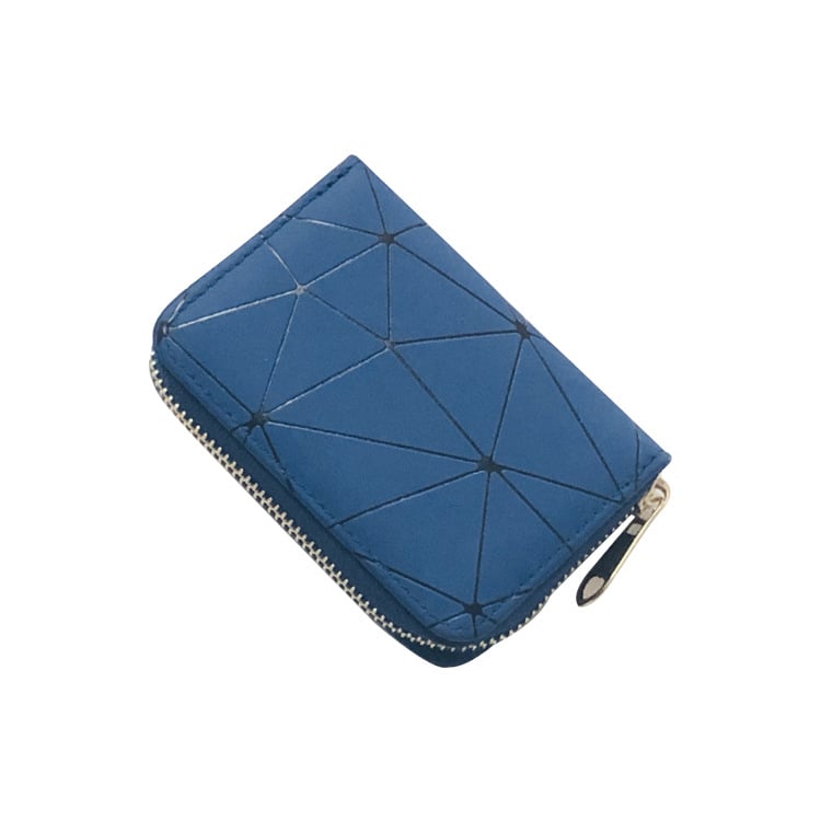 Port-card în stil coreean, cu model pătrat quiltat în formă de diamant, multiple compartimente pentru carduri și buzunar cu fermoar pentru monede, destinat femeilor