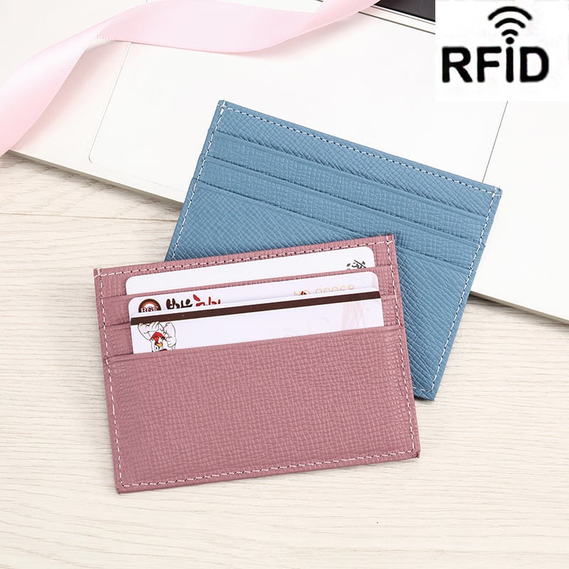 Портфейл за карти от първокласна телешка кожа с RFID защита, унисекс, множество отделения, истинска кожа, за кредитни и банкови карти