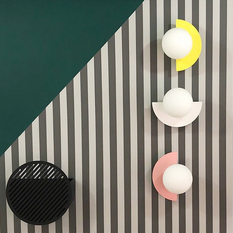 Šarena Macaron zidna svjetiljka s staklenim sjenilom, moderan minimalistički dizajn