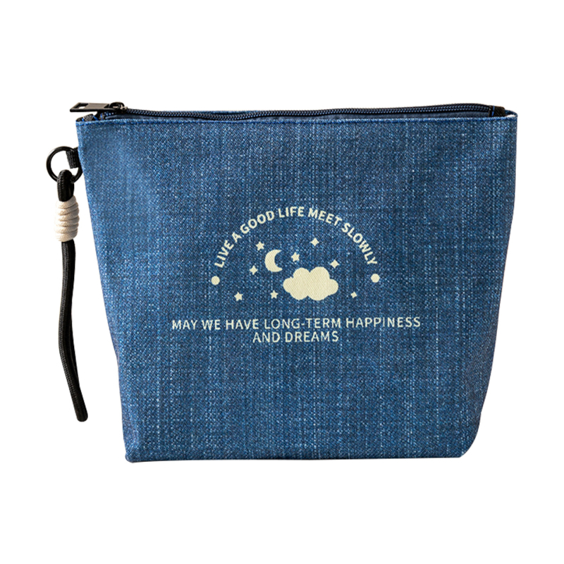 Denim plave boje prijenosni organizator za kozmetiku, mini držač kartica, higijenske uloške, novčanik i torbica za toaletne potrepštine