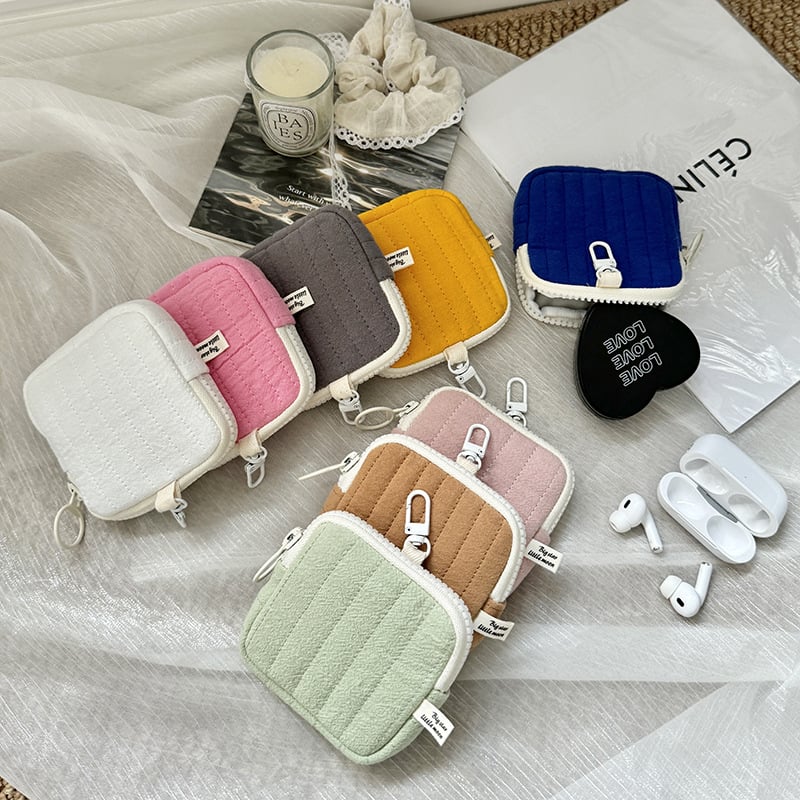 Korejskog stila quiltirana torbica za slušalice, mini držač ključeva, novčanik za kovanice i torbica za Bluetooth slušalice