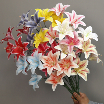 3D umelá ľalia, PU materiál, dekorácia do domácnosti, svadobný stôl, rekvizita na fotografovanie, výška 30–100 cm