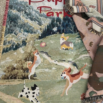 Prilagođeni Jacquard pamuk ili poli-pamuk materijal, plažni ručnik/deka s četverostrukim resicama, prenosiv, velika veličina
