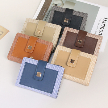 Nova linija na skladištu: ženski novčanik s dizajnom color-block, korejsko-japanski street style, svježe i svestrano, kratki bifold novčanik za žene