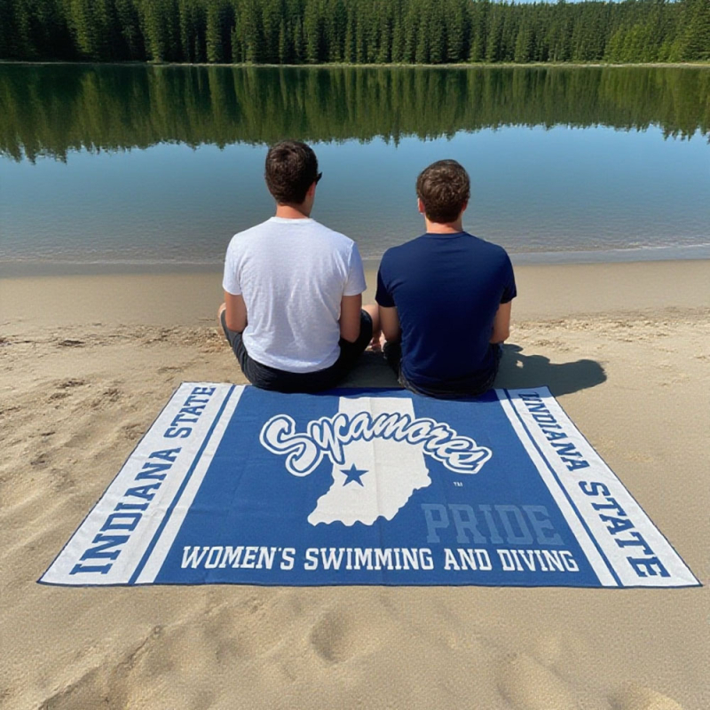 Prilagodljiva ultratanka mikrovlaknasta plažna ručnik s brzim sušenjem, otisak, 70×140 cm, kraljevsko plava, 25 g