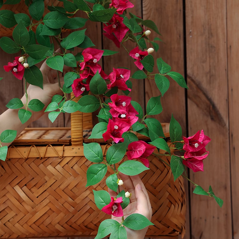Umjetna bougainvillea loza s satenskim cvjetovima, za dnevni boravak, izlog, vjenčanje i rekvizite za fotografiju