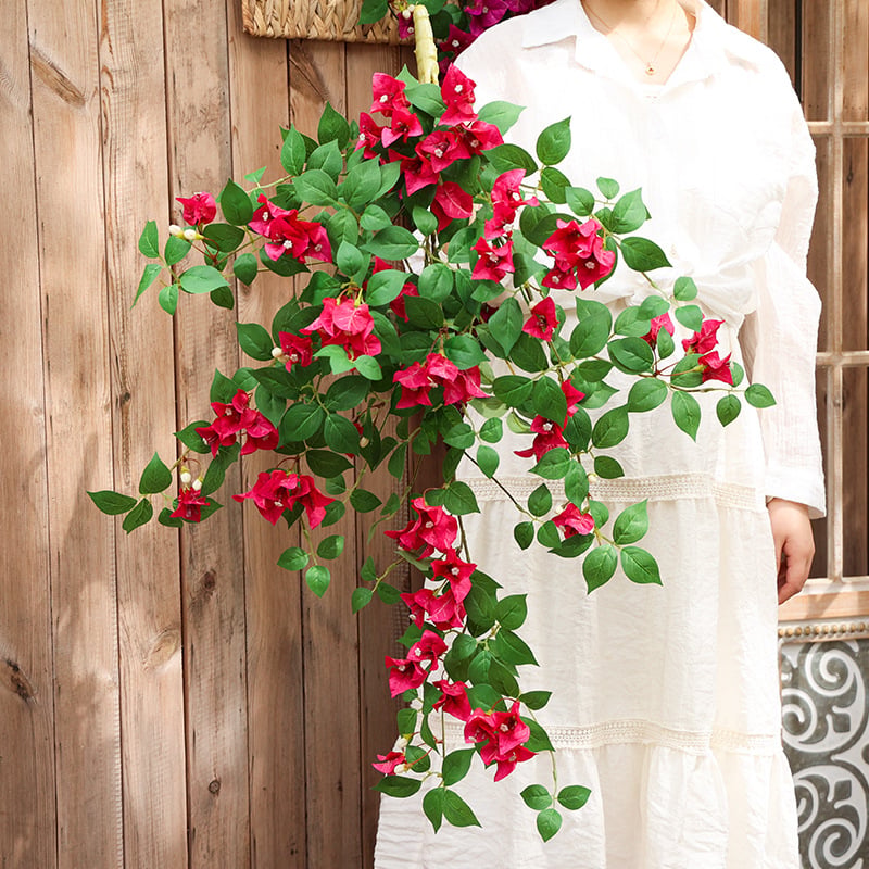 Umjetna bougainvillea loza s satenskim cvjetovima, za dnevni boravak, izlog, vjenčanje i rekvizite za fotografiju