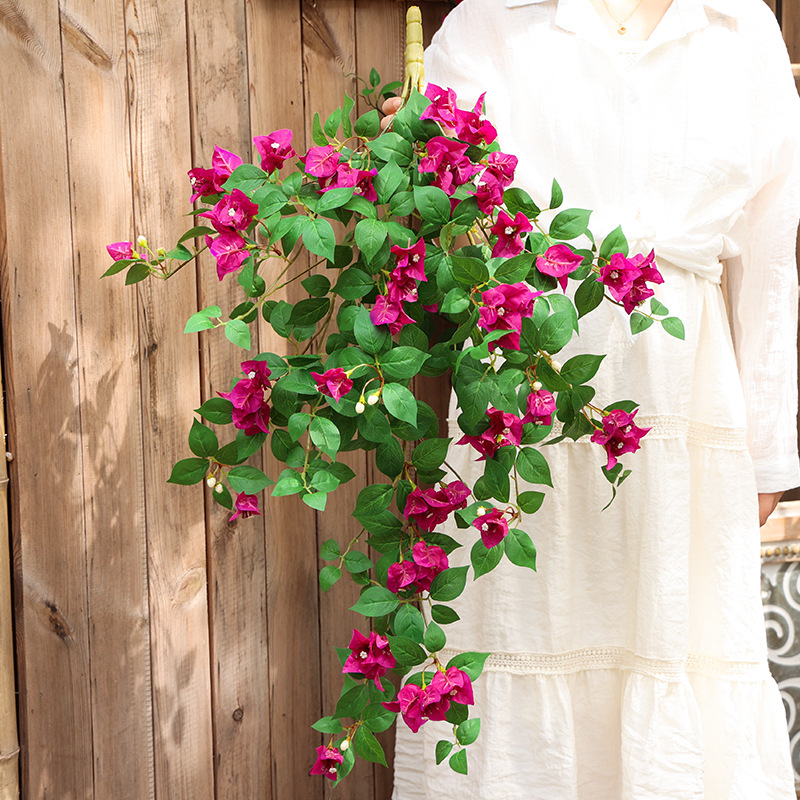 Umjetna bougainvillea loza s satenskim cvjetovima, za dnevni boravak, izlog, vjenčanje i rekvizite za fotografiju