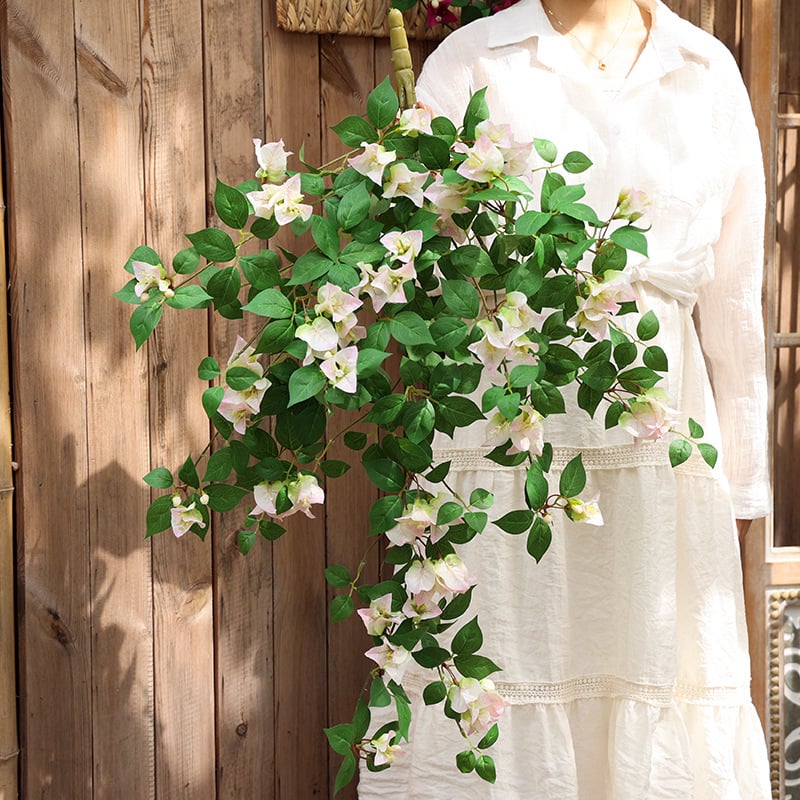 Umjetna bougainvillea loza s satenskim cvjetovima, za dnevni boravak, izlog, vjenčanje i rekvizite za fotografiju