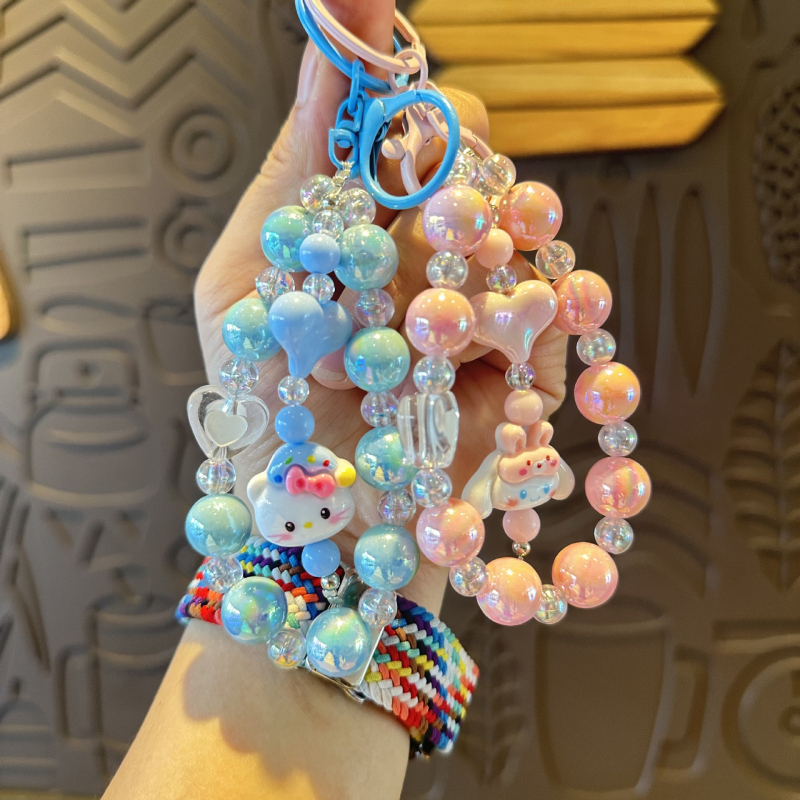 Hello Kitty DIY lanac s perlicama za torbu — slatka Sanrio srcolna privjesak za telefon i ključeve
