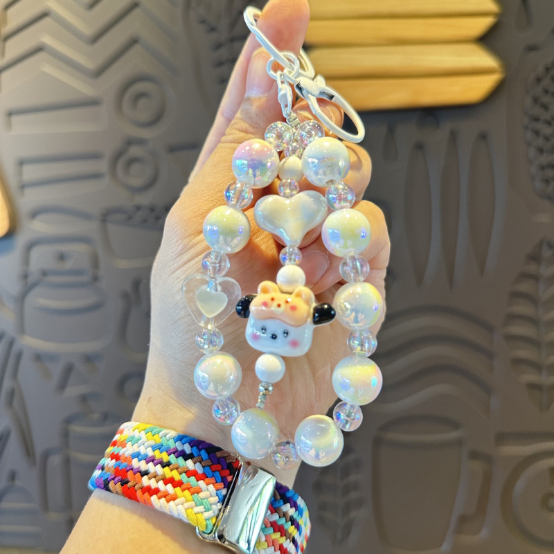 Hello Kitty DIY lanac s perlicama za torbu — slatka Sanrio srcolna privjesak za telefon i ključeve