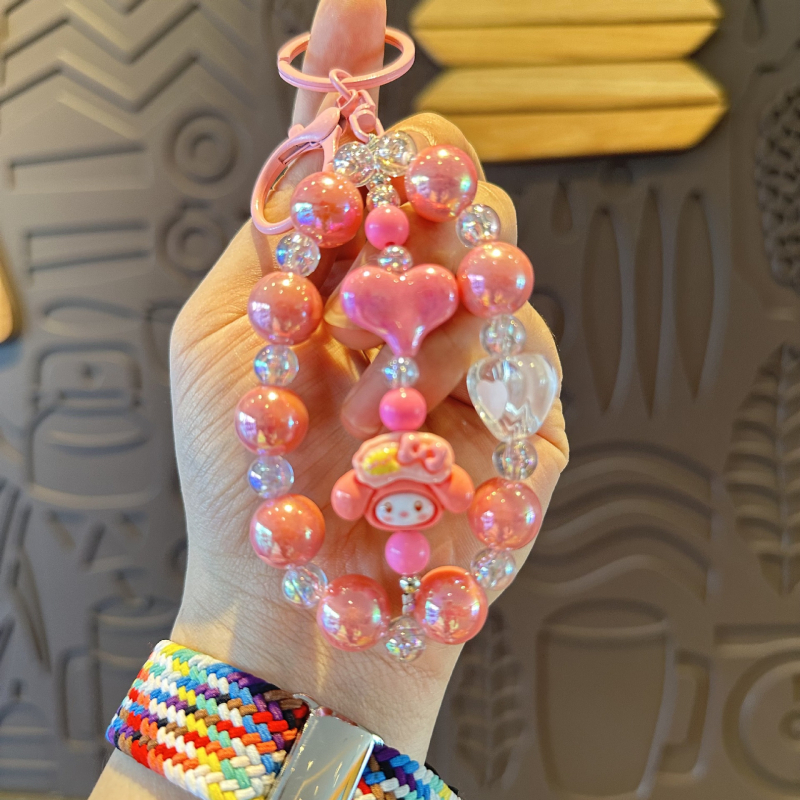 Hello Kitty DIY lanac s perlicama za torbu — slatka Sanrio srcolna privjesak za telefon i ključeve