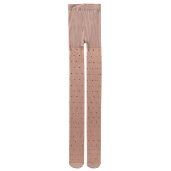 Barna pöttyös női harisnya, vékony, szakadás elleni, Y2K retro jacquard mintázat, tavasz–őszre