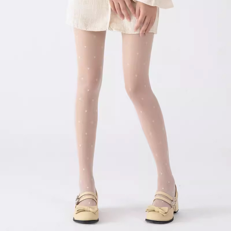 Barna pöttyös női harisnya, vékony, szakadás elleni, Y2K retro jacquard mintázat, tavasz–őszre