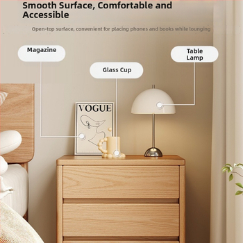 Nočná skrinka v orechovej farbe, drevený úložný kabinet do spálne, moderný minimalistický dizajn