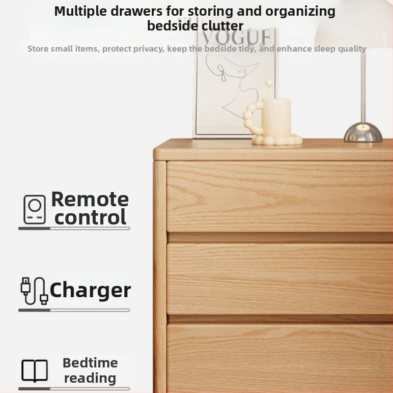 Nočná skrinka v orechovej farbe, drevený úložný kabinet do spálne, moderný minimalistický dizajn