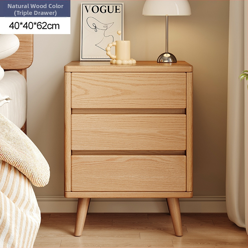 Nočná skrinka v orechovej farbe, drevený úložný kabinet do spálne, moderný minimalistický dizajn