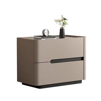 Nočný stolík z masívneho dreva s doskou z bridlice, krémová farba, moderný minimalistický dizajn, taliansky štýl, stojaci na podlahe, úložný nábytok do spálne
