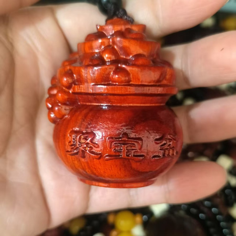 Серия Rosewood — дърворезба: чайник със дръжка във форма на тиква, декоративни висящи изделия от твърдо дърво