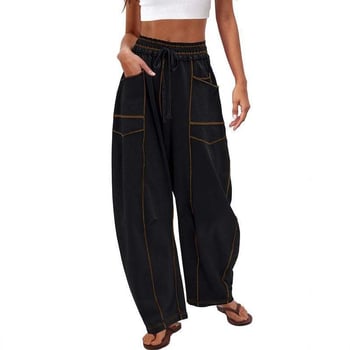 Pantaloni evazați largi pentru femei, casual, vară, talie cu șnur
