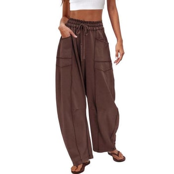 Pantaloni evazați largi pentru femei, casual, vară, talie cu șnur