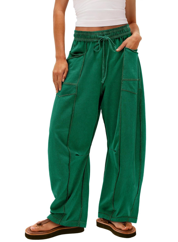 Pantaloni evazați largi pentru femei, casual, vară, talie cu șnur