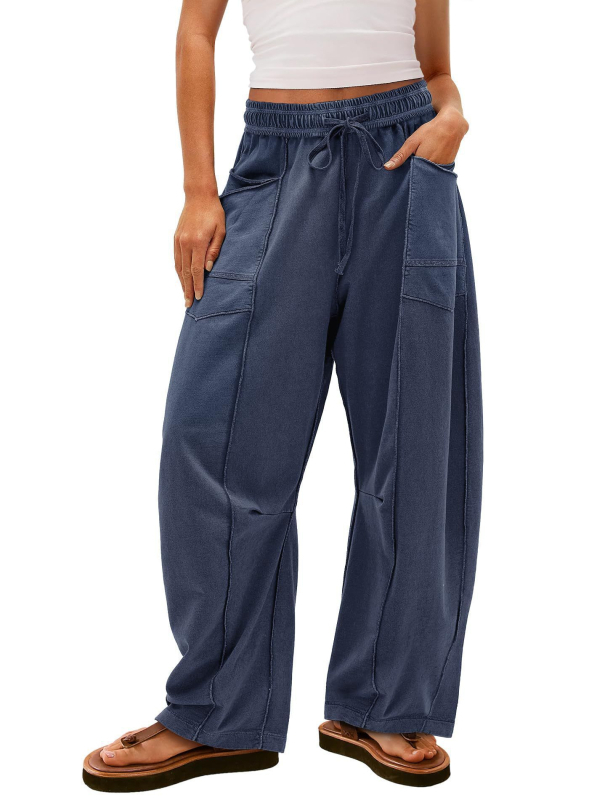 Pantaloni evazați largi pentru femei, casual, vară, talie cu șnur