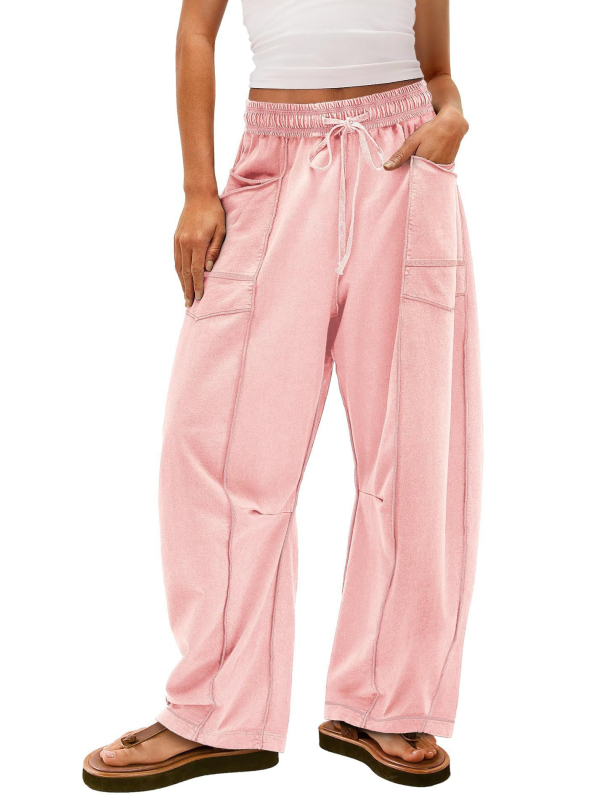 Pantaloni evazați largi pentru femei, casual, vară, talie cu șnur