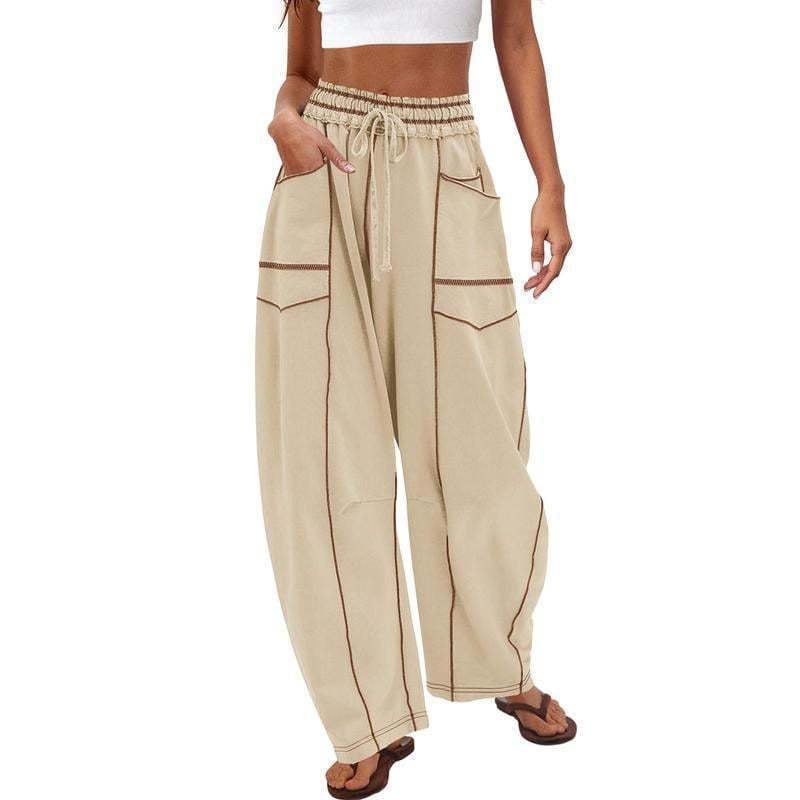 Pantaloni evazați largi pentru femei, casual, vară, talie cu șnur